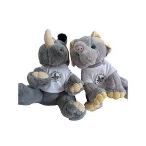 The Bear Factory Realistic Rhino and Elephant Plush Toys White TShirt